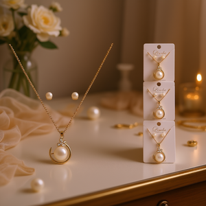 Conjunto de Collar y Aretes Linda Clover, Chapado en Oro de 18K, Imitación de Perla y Circonio, Joyería para Mujer, Regalo - Product Image 2