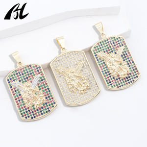 Dije y Colgante de San <span class=keywords><strong>Miguel</strong></span> Arcángel Religioso de Moda con Zirconia Cúbica Cuadrada Estilo Diamante Helado - Product Image 4