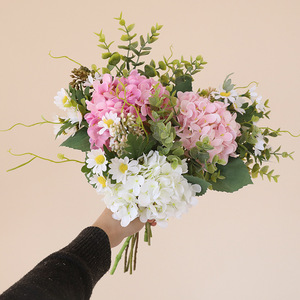 Bouquet d'hortensias en soie Ruilisi, fleurs artificielles roses et blanches pour mariage et décoration intérieure, moulage par injection, transfrontalier - Product Image 4