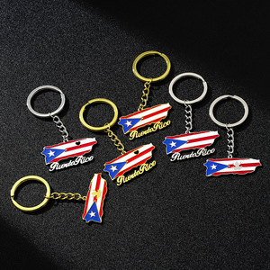 Gantungan Kunci Perhiasan Fashion Baja Anti Karat Pvd Tahan Air Peta Puerto Riko <span class=keywords><strong>USA</strong></span> Grosir untuk Wanita Pria - Product Image 1
