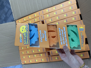 Paquet de 3 pièces personnalisé en usine éponges de gommage pour le <span class=keywords><strong>visage</strong></span> en boîte de couleur tampons à récurer contrôle de la température nettoyage en profondeur sans rayures - Product Image 2