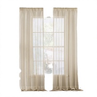 Ensemble de 2 rideaux transparents Fannisha pour fenêtre de salon, draperie moderne à œillets, beige, 100% polyester, translucide, 140x245 CM
