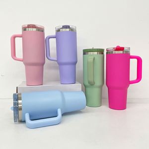 Gobelet isotherme anti-fuite pour café 40oz, compatible porte-gobelet voiture, avec paille rabattable amovible, pour sublimation, motif macaron - Product Image 3