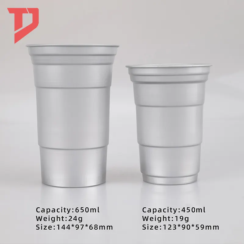 Kustom dapat digunakan kembali aluminium sekali pakai bir Cola cangkir luar ruangan berkemah didaur ulang pesta Mug minuman dingin aluminium 12oz cangkir