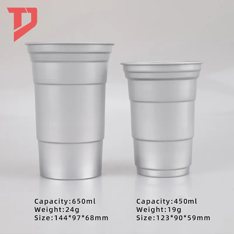 Custom Reusable Aluminum Disposable Beer Cola Cup Outdoor Camping Recyclable Party Mug Cold Drink Aluminum 12oz Cup