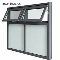 Ventanas de Aluminio Resistentes RICHOCEAN, Ventanas Abatibles con Vidrio Esmerilado para Baño, Protección Contra la Intemperie y Privacidad