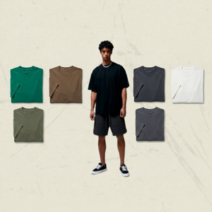 เสื้อยืดโอเวอร์ไซส์สไตล์วินเทจสำหรับผู้ชาย ผ้าฝ้ายออร์แกนิค 100% แบบดิบ ตัดเย็บพิเศษ พร้อมปักโลโก้ตามสั่ง น้ำหนัก 230 กรัม ขายส่ง - Product Image 1