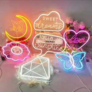 DIVATLA New Designer Remote Control Brightness Engraving High Density Acrylic Smart Light Bedroom 5W Led Neon Sign Light