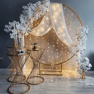 Fondo de Metal redondo de hierro para boda, arco de flor Artificial para decoración de fiesta de cumpleaños, soporte de globo, estante, arco de fondo