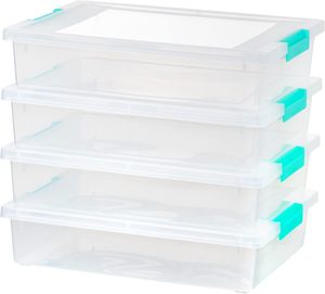 6 Qt. (6 cuartos de galón) Contenedores de Almacenamiento de Plástico Transparente para Escritorio con Tapas, Organizadores de Almacenamiento para Manualidades, Caja para Documentos, Archivos A4 y Artículos Diversos - Product Image 4