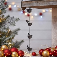 Chaîne de pluie et carillon éolien en fer forgé, style vintage rétro nostalgique, décoration de jardin, gouttière métallique de 2,4 m pour cour et balcon