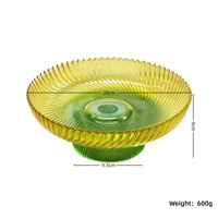 En gros, Bol à fruits en verre cannelé sur piédestal, dégradé jaune-vert, centre de table pour la maison, présentoir pour collations et bonbons