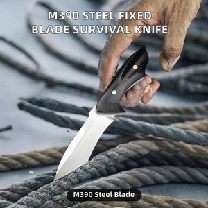 Couteau à lame fixe portable en acier M390 haute dureté avec manche en corne, personnalisable OEM, pour la pêche, le camping, la survie et la chasse - Product Image 2