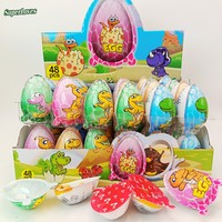 Œufs en chocolat noir solide à thème dinosaure de dessin animé mignon avec jouet, 48 pièces, boîte multicolore, prêts à consommer, pour fêtes d'enfants, vente en gros