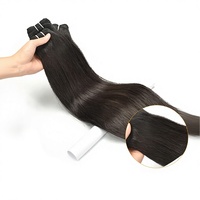 Extensions de cheveux humains brésiliens Remy micro-lisses à coudre, trame nouée à la main, 80 grammes, 12 pouces