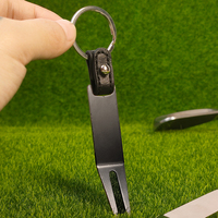 Accessoires de golf Outils de motte de terre de golf en métal Porte-clés portable détachable en cuir noir Club de golf durable