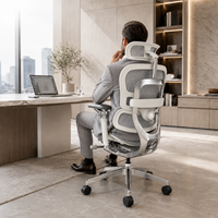 Chaise de bureau ergonomique réglable en maille avec cadre en alliage d'aluminium, pivotante, hauteur réglable, support lombaire, design moderne, direct usine