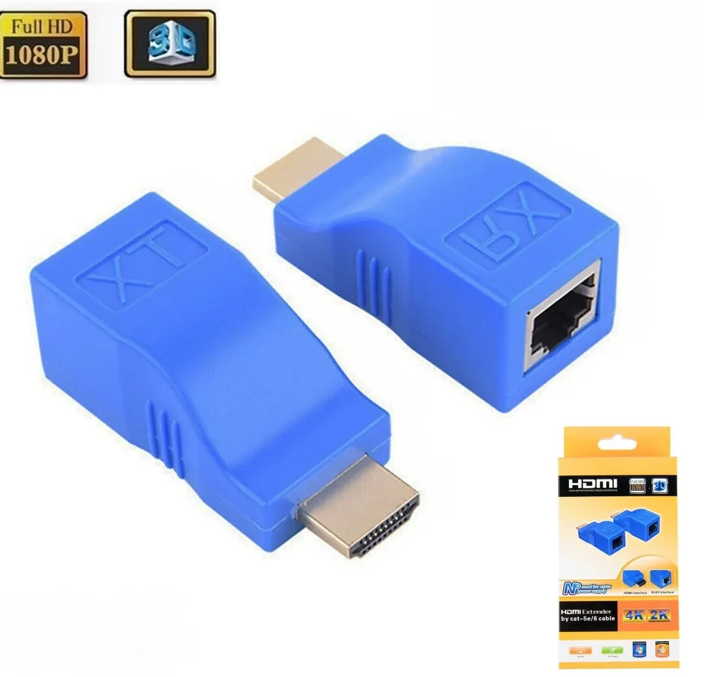 موسع HDMI منافذ شبكة LAN 4K HDMI تمديد إشارة تصل إلى 30m فوق CAT5e/6 UTP إيثرنت LAN لشاشة HDTV