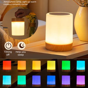 Smart Touch 13 couleurs lampe de robinet grain de bois rechargeable LED lampe de chevet minuterie et crochet inclus, intérieur extérieur petite veilleuse - Product Image 6