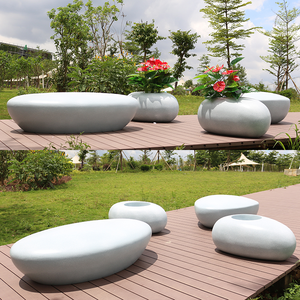 Set di Sedie Lounge Moderne in Fibra di Vetro <span class=keywords><strong>con</strong></span> Decorazioni in Pietra per Giardini, Cortili, Hotel e Spazi Pubblici - Product Image 4