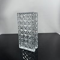 Brique de verre creuse rectangulaire à facettes diamantées double face transparente, directement de l'usine, pour la décoration de cloisons murales modernes