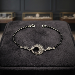 New Trending Design Peacock Shape 925 <b>Solid</b> <b>Silver</b> Oxidized Handmade Wedding Gift <b>Bracelet</b> Black Beads Wholesale Price India - Product Image 3