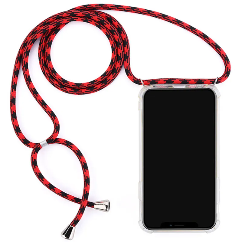 Custodia per cellulare con collana a spalla libera a mani libere con cordino per custodia Iphone X Tpu trasparente