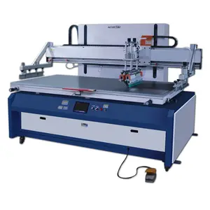 Flat screen printing press with suction