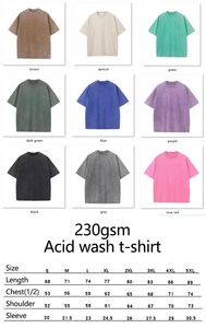 230GSM Özel Logo Baskılı %100 Pamuklu Örme Düz Renk Kısa Kollu Vintage Yıkama Büyük Beden Oversize Erkek Tişörtleri - Product Image 2