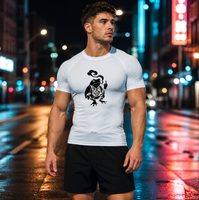 T-shirt de compression pour homme à imprimé 3D, séchage rapide, en polyester effet soie, pour fitness et gym, Rash Guard, motif grenouille japonaise