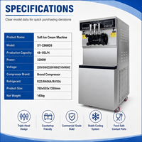 Nouvelle machine à crème glacée molle commerciale 48-50L/H haute capacité 3 saveurs pré-refroidissement en acier inoxydable robuste