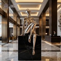 Scultura Robot Moderna Lucida a Specchio, Statua Artistica in Metallo per Esterni, Decorazione Commerciale da Giardino, Vendita all'Ingrosso, Fabbrica OEM