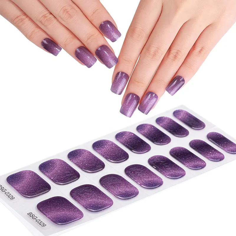 Wholesale Beauty Sticker Full Cover Korean Nail Stickers Nail Decals Stickers Custom Semi Cured Gel Nail Strips