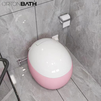Ortonbaigovale rond en forme d'œuf en céramique, cuvette de Toilette en céramique, Toilette en une pièce blanc brillant Intelligent automatique Intelligent