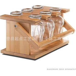 Household solid wood glass <b>storage</b> rack, <b>kitchen</b> wooden stemmed glass organizer, desktop wooden glass drying rack - Product Image 2