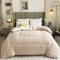 Couette en flanelle jacquard personnalisée en gros, épaisse et thermique, réversible, en velours et peluche, pour l'hiver