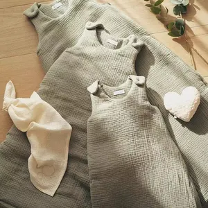 Xe Đẩy Em Bé Muslin Ấm Áp Chất Liệu Cotton Hữu Cơ Màu Trơn Túi Ngủ Cho Trẻ Sơ Sinh