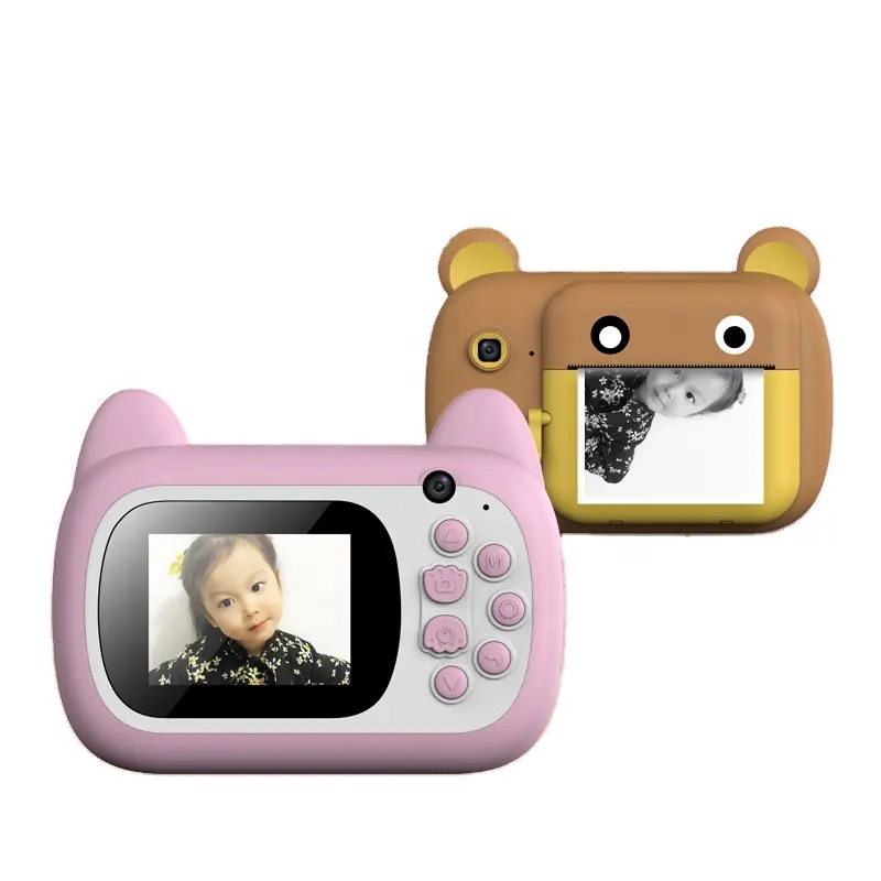 플라스틱 미니 터치 스크린 동물 어린이 카메라 어린이 아기 지갑 장난감 버블 어린이를위한 즉석 인쇄 카메라