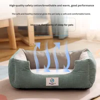 Lit pour animaux de compagnie Petsign, durable, résistant aux morsures, multifonctionnel, pour chien et chat, chaud en hiver, carré, en velours Teddy, rembourré en éponge
