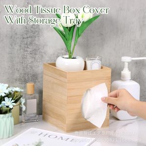 <b>Bamboo</b> tissue box lid with storage tray, square tissue storage box for bathroom, bedroom, dining <b>table</b>, office desktop. - Product Image 5