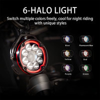Feu avant auxiliaire de moto JPAD, 9 LED, projecteur haute luminosité, halo 6 couleurs, alliage d'aluminium, 200W, étanche IPX8