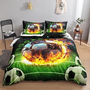 New 3pcs Bedding Set Machine Washable Soft Pillowcase Digital Printing Cartoon <strong>Football</strong> Pattern Polyester <strong>Duvet</strong> <strong>Cover</strong> - Product Image 4