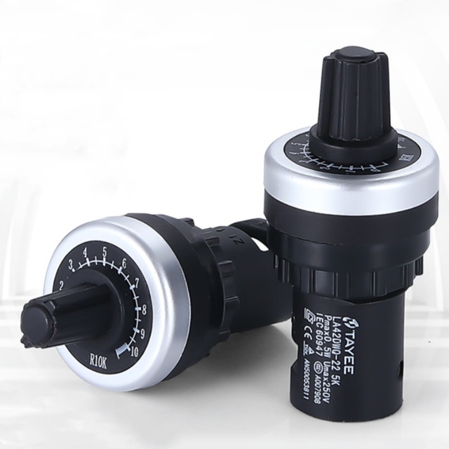 Smart Electronics High Precision IP65 Rotary Potentiometer LA42DWQ-22 22mm 1K 5K 10K Black Speed Regulating