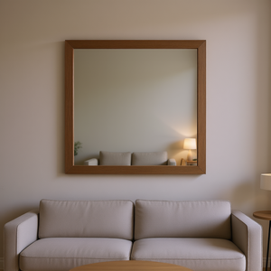 Espejo de pared Miquell con acabado en roble, rectangular, con marco de madera, diseño moderno para decoración del hogar. - Product Image 2