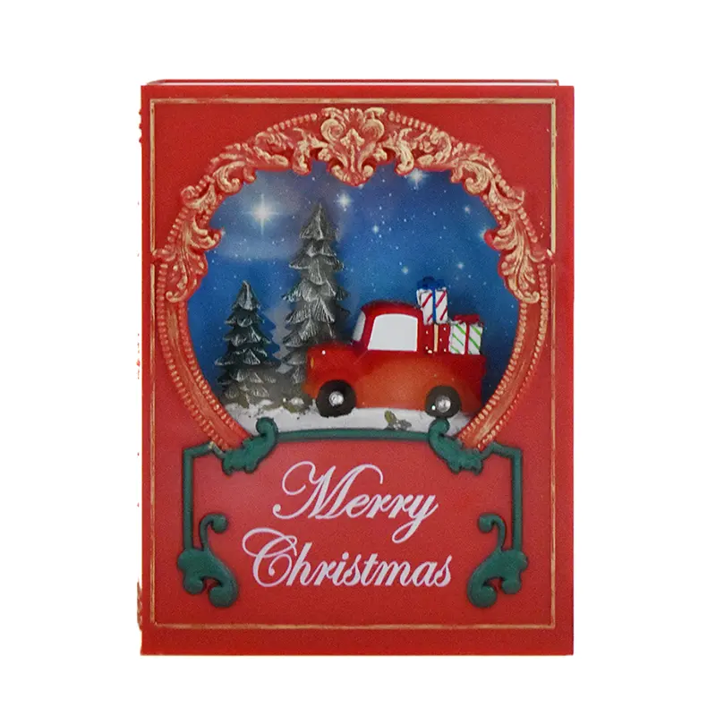 BestSellingウォームホワイトLEDライトアンティーク人工家の装飾クリスマスギフト渦巻くキラキラブックウィンドランプウォーターランタン