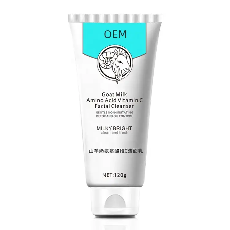 Private Label Facial Wash Goat Milk Collagen Whitening Amino Acid Facial Cleanser for Oily Skin