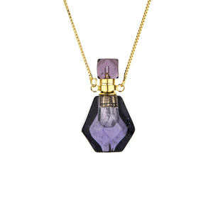 Collar con Colgante de Botella de <span class=keywords><strong>Perfume</strong></span> de Cristal al por Mayor para Aromaterapia con Aceites Esenciales y Piedra Natural - Product Image 6