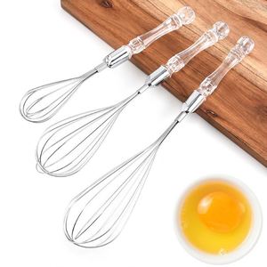 Hot Selling Kitchen Baking Tools Stainless Steel Manual Beater <b>Egg</b> Whisk with Transparent <b>Plastic</b> Handle - Product Image 2