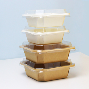 Vente en gros d'usine, plateaux octogonaux jetables en papier kraft, couvercle transparent haut, pour l'emballage alimentaire, pour conserver le sucre, les fruits - Product Image 4