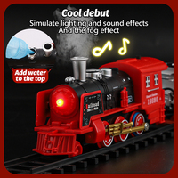 Train télécommandé avec scène en carton, fumée électrique, ensemble de train de Noël pour enfants, cadeau, piste à assembler, lumières musicales, jouet de train RC